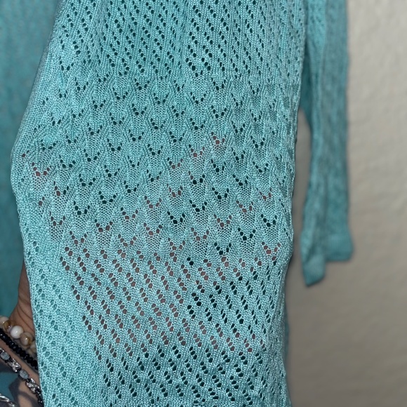 Woman blue sheer cardigan long sleeve size Xl - Picture 3 of 5